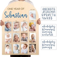 33 x 22 Inch My First Year Photo Board 12 Monthly Picture Frame with DIY Name...