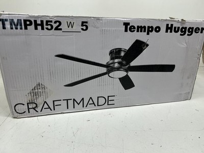 CRAFTMADE Tempo Hugger 52 in. Indoor Flushmount White Ceiling Fan LED +Remote
