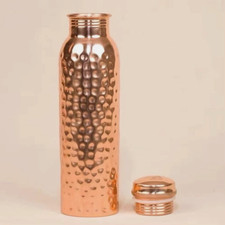 Pure Copper Water Bottle Ayurvedic Inspired 800ml Hammered Premium UK