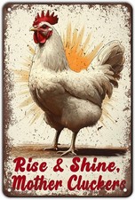Funny Chicken Tin Metal Signs Rise And Shine Mother Cluckers Aluminium Chicken