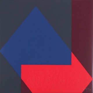 VOLKER LEONHARDT OIL PAINTING GEOMETRIC RED BLUE GREY MINIMALISM RRP: €1000