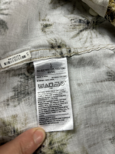 Banana Republic Shirt Mens L Hawaiian Floral 100% Linen Short Sleeve Button Up - Picture 11 of 12