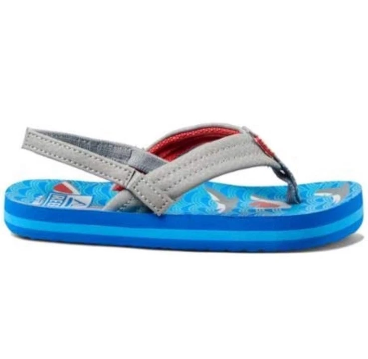 Nuevas Adorables Sandalias REEF Little Ahi Niños Pequeños Talla: 7/8, Tiburones ¡NUEVAS CON ETIQUETAS! Foto 2 de 3