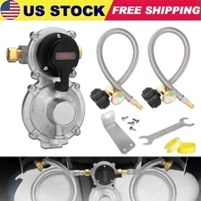 RV Propane Regulator 2 Tank Hoses 2-Stage Auto Changeover LP Propane Gas Regulat