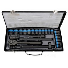 Heavy Duty 1/2" Ratchet Wrench Socket Set 8-32mm Metric Extension Bar Metal Case