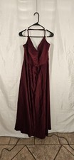 David's Red Sleeveless V-Neck A-Line Gown.#071
