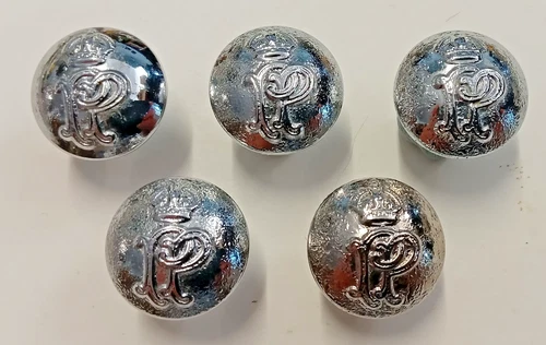 5 x Obsolete Kings Crown Palestine Police 17mm Buttons by Firmin