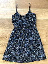Express Sequin Blue Black Babydoll Strappy Dress S Going Out Party Fairy Grunge