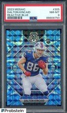 2023 Panini Mosaic Reactive Blue Prizm #305 Dalton Kincaid Bills RC Rookie PSA 8