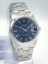 Rolex Oyster Date 34mm 15200 Blue Baton Dial & Smooth Bezel Datejust Box