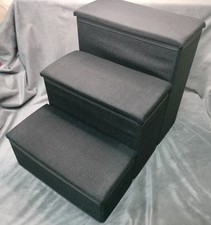 Black ETNA Products Foldable 3 Step Pet STAIRS  STORAGE 6pc 17.75x14.5x13"