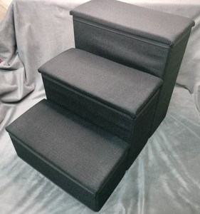 Black ETNA Products Foldable 3 Step Pet STAIRS & STORAGE 6pc 17.75x14.5x13"