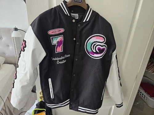 Veste universitaire noir/blanc/rose Gods Love / qualité suprême 2XL Godspeed