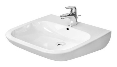 Duravit D-Code Waschtisch 1 Hahnloch mit Überlauf 600 x 555 mm - Weiß Hochglanz