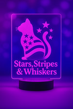Patriotic Cat LED Acrylic Sign  Stars, Stripes  Whiskers - Decor, Cat Gift