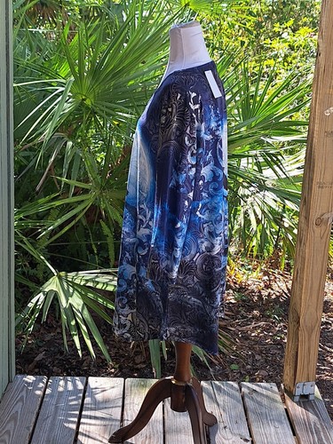 NWT One World Top Womens 3X Blue Sky Flying Witch Print Adorned Tunic Long Sleev - Picture 4 of 17