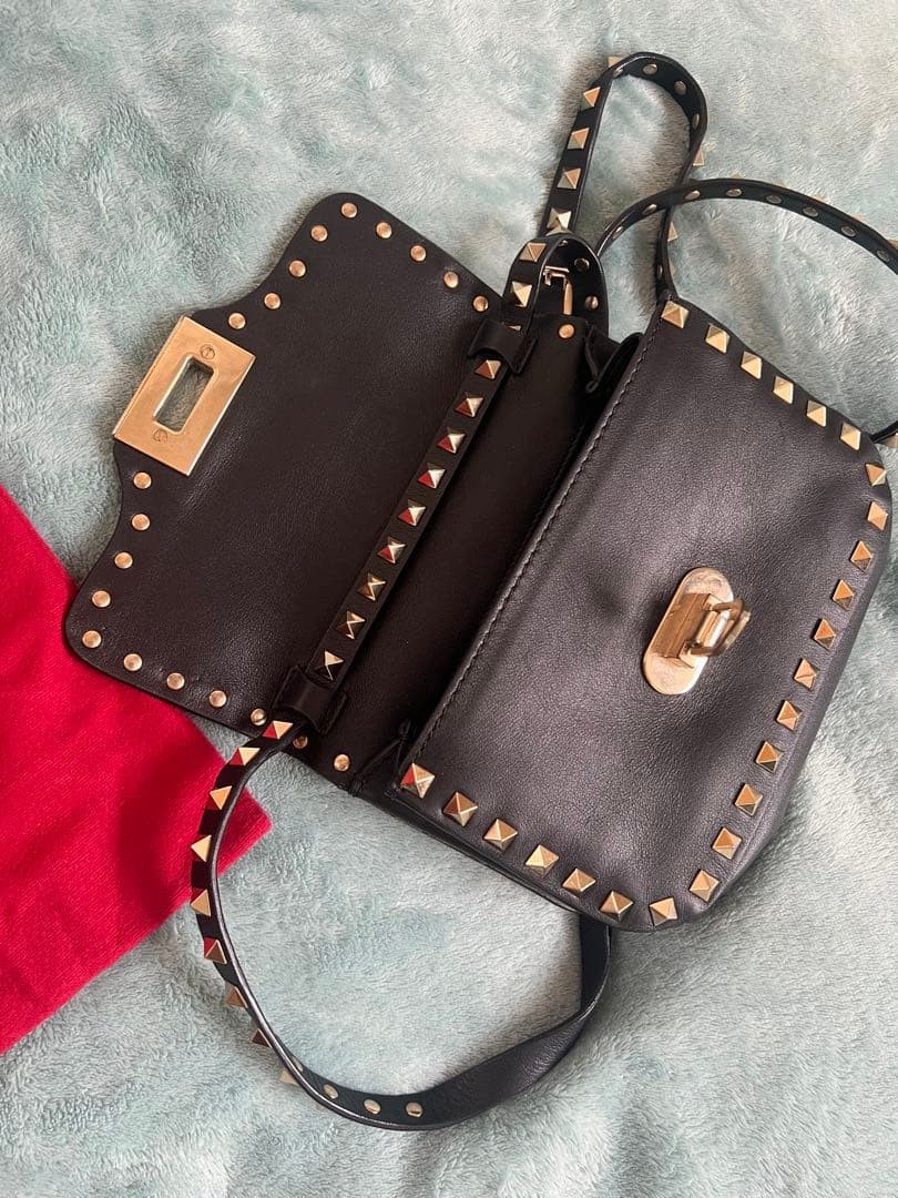 Valentino Garavani Rockstud Mini Shoulder Bag Black Leather Used Japan thumbnail 3