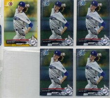 5--DUSTIN MAY 2017 BOWMAN CHROME PROSPECTS-BCP21& 1BP21--YELLOW BORDER