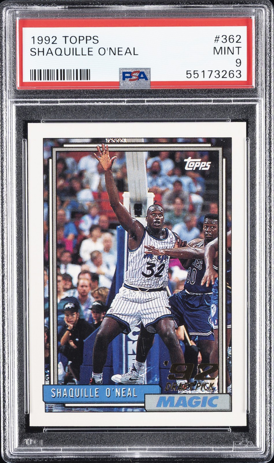 1992 TOPPS #362 SHAQUILLE O'NEAL ROOKIE RC PSA 9