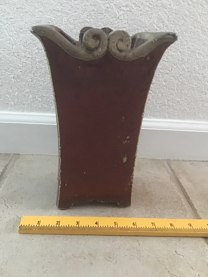 Florero Borgoña 10 Pulgadas de Alto Precioso Envejecido Estilo Rústico Decoración del Hogar Foto 3 de 4