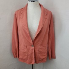 A New Day Womens Linen Blend Single Button Blazer Coral Pink Small