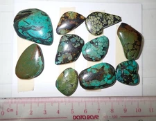 Turquoise Stone Flat Free Form Cabochon 163.5 Carat 10 pieces 32.7 gram