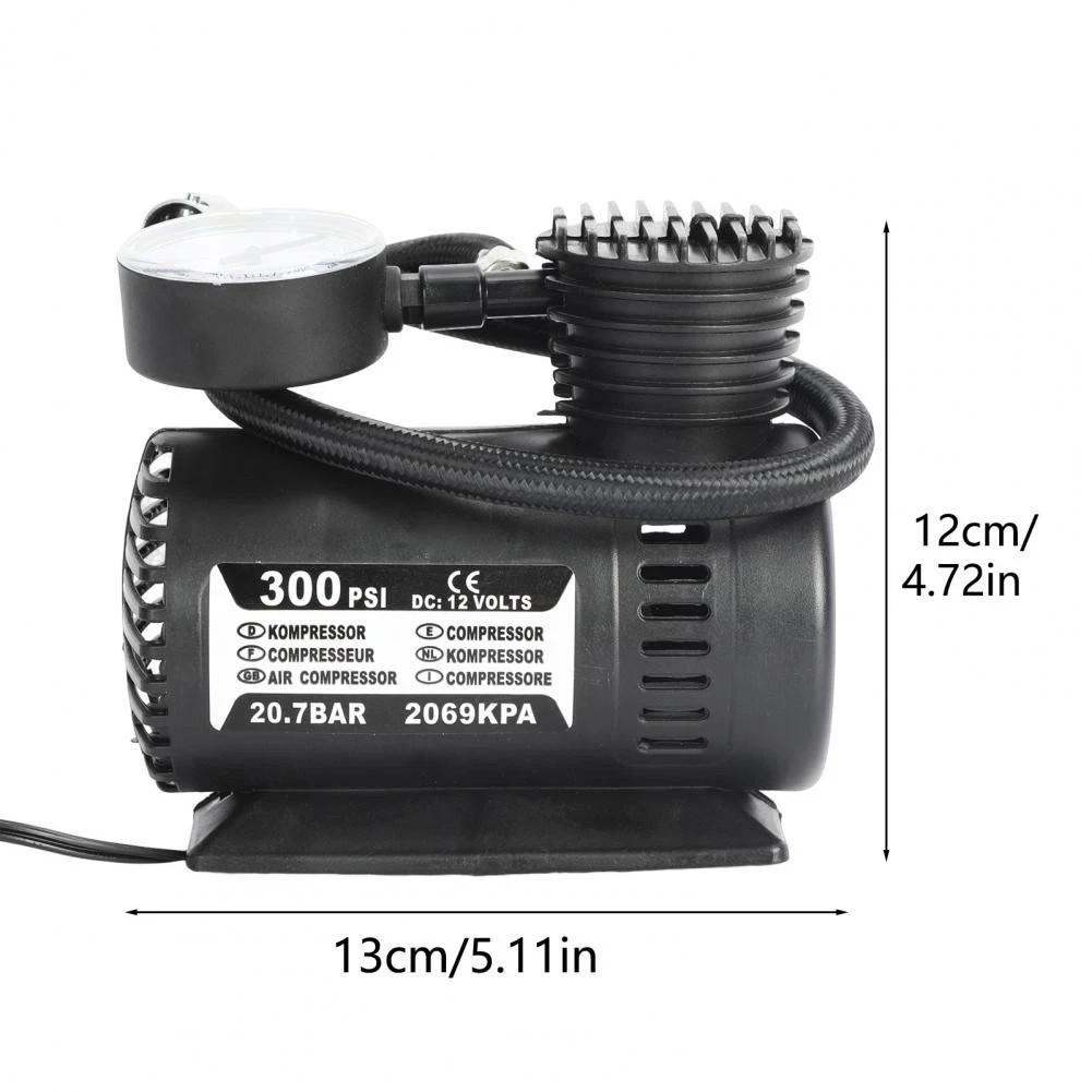 12V Mini Air Compressor Automatic Car Electric Tire Air Inflator Pump New 300PSI