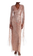 Adrianna Papell Beaded Cape Gown Size 4