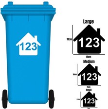 White Wheelie Bin Number Sticker Peel & Stick Bin Label Decal