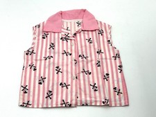 Vintage 1960s Girls Sleeveless Top Shirt Button Front Pink/White Stripe Windmill