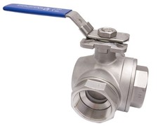 2" Stainless Steel 316 3-Way Ball Valve - T Port, With Mounting Pad 1,000PSI