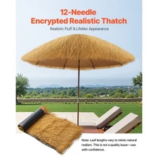 Artificial Thatch Grass Roof, 1.6 x 19.7 ft Tiki Bar Hut Thatch Roofing Roll, Wa