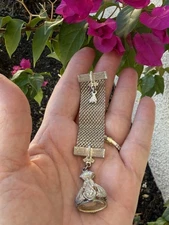 Vintage Victorian Revival Silver Plated Watch Fob Brooch Pin