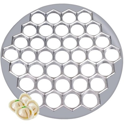 Dumpling Mold, 37 Holes, Food Grade Aluminum, Silver, Manual, Wonton Maker