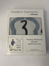 NEW Gerber Modern Moments Baby Boy Monthly Milestone Blanket Set Forest Animals