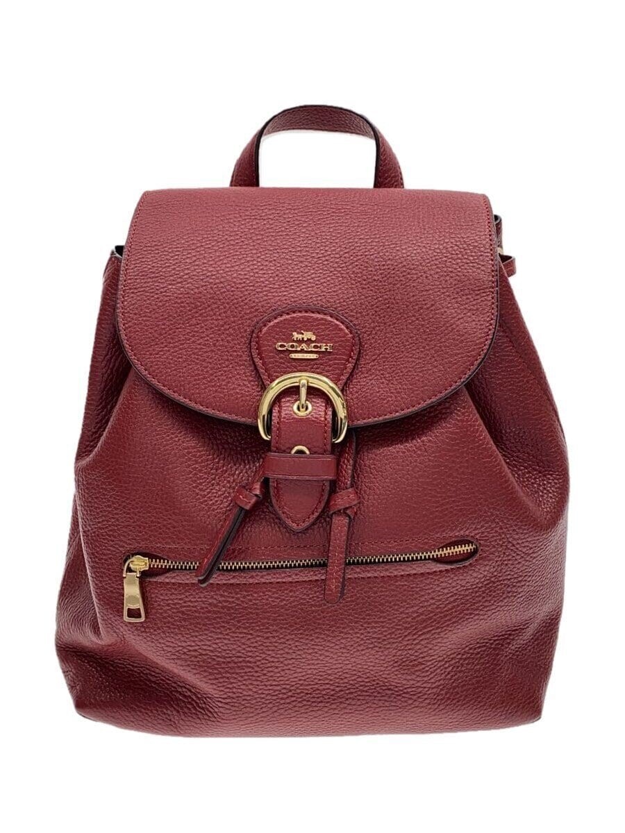 Scratched Red Leather COACH Backpack C5648 Plain Style