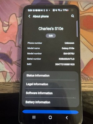 Samsung Galaxy S10e SM-G970U 128GB Blue CDMA Smartphone  READ DESC