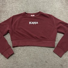 Kappa Cropped Sweatshirt Sweater Red Size Small Large Back Logo