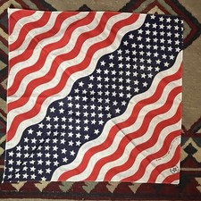 Vtg Bandana American Flag Patriotic Made In USA Cotton Blend Handkerchief 21x22