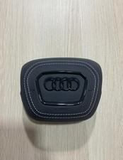 Cover Airbag Volante Sterzo AUDI Pelle Loghi Neri A4 A5 Q3 Q5 Q7 Q8 