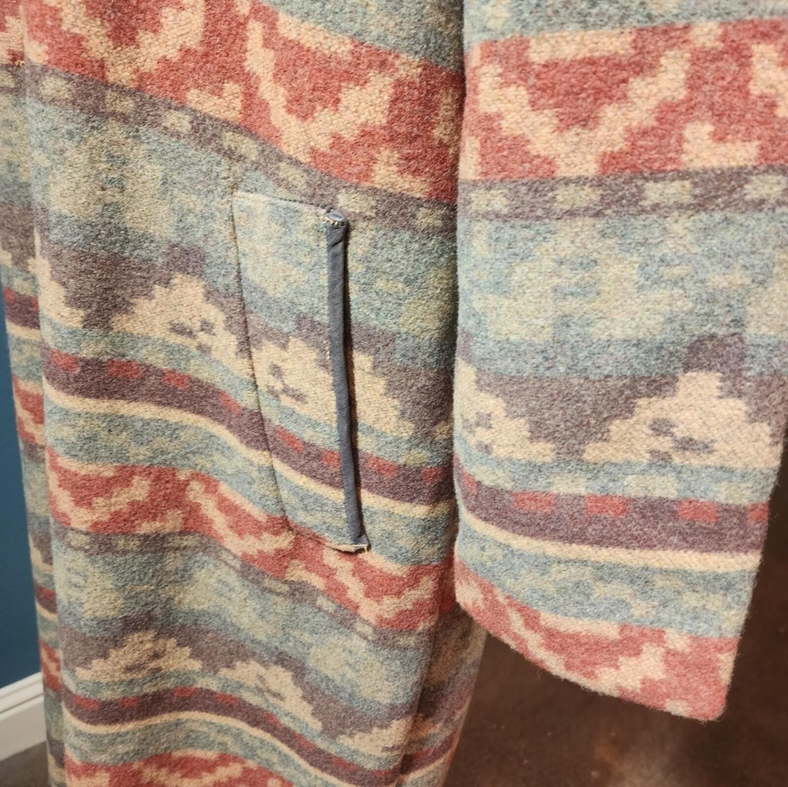 Womens Woolwrich southwestern pattern full length wool coat XL image 5