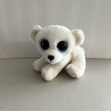 Beanie Baby Ari Polar Bear Velvety Stuffed Animal Plush Cream Blue Glitter Eye