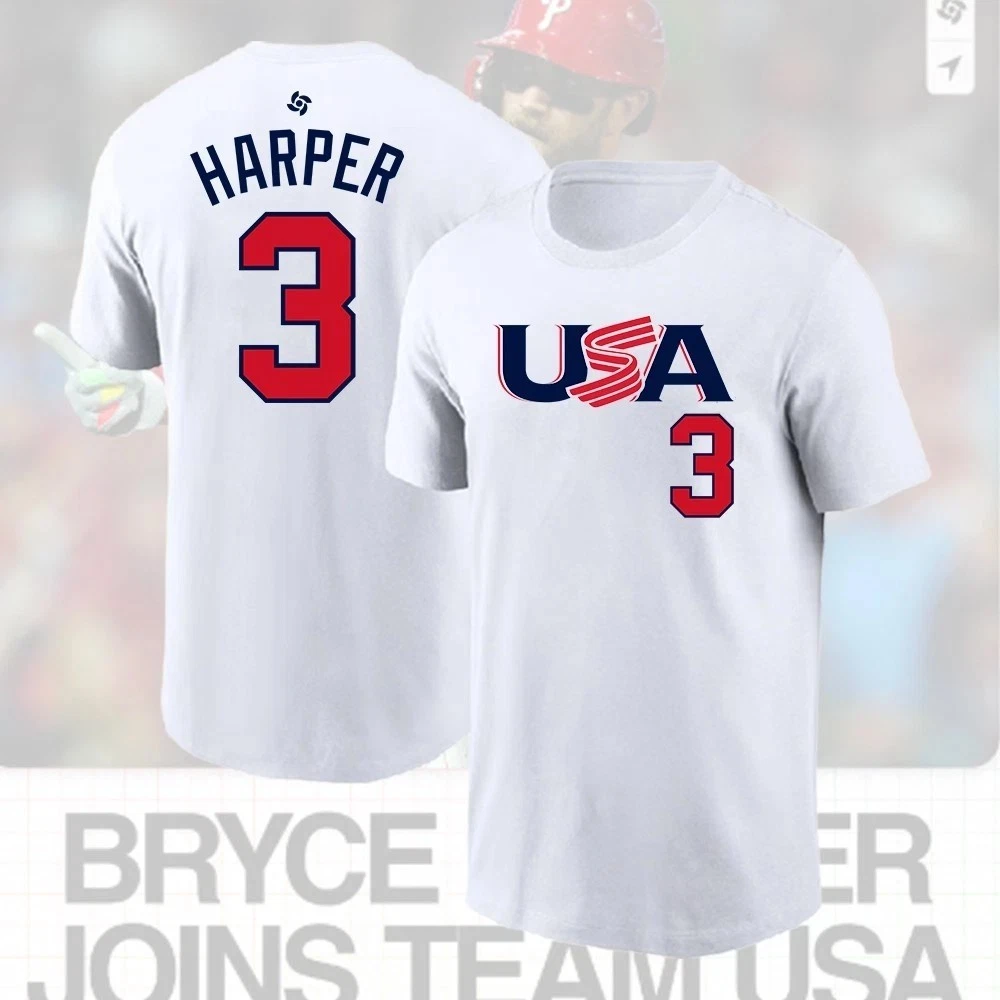Bryce Harper #3 2026 World Baseball Classic USA Team Player Fans T-Shirt