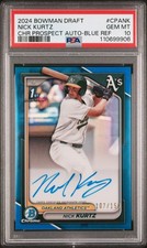 2024 1st Bowman Chrome Nick Kurtz Blue Refractor Auto /150 #CPANK PSA 10