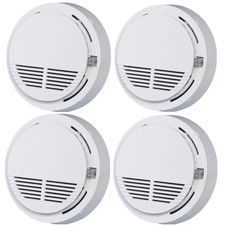 4-Pack Smoke Alarm Detectors, Home Fire Safety Sensors with Built-in Batteries