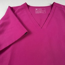 FIGS Scrub Top Womens XL Pink Technical Collection V Neck Medical Uniform Health