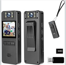 1080P Video Camera with 180 Rotating Lens, 120 Wide Angle, 64GB Audio and...