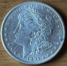 AU+ Details But Cleaned 1891-S Morgan Silver Dollar