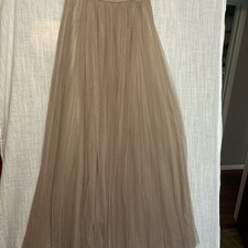 Jenny Yoo Tan Mauve Double Layer Tulle Maxi Skirt Zipper Close