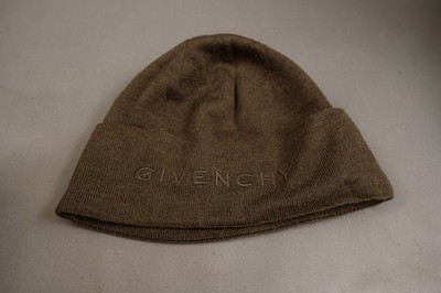 GIVENCHY Paris Ribbed Knit Beanie 100% Wool - Dark Olive 
